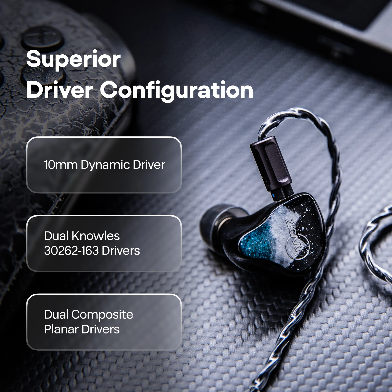 Linsoul ZiiGaat Horizon 1DD + 2BA + 2 سماعات Planner Tribrid IEM توازن نغمي طبيعي مع كابل قابل للتبديل مخصص #4