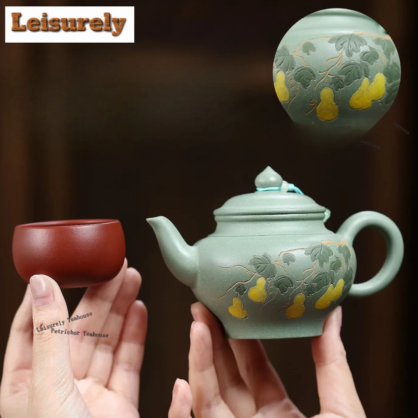 210ml Classic Yixing Purple Clay Teapots Handmade Laughing Sakura Pot Raw Ore Bean Green Sand Mud Kettle 1 Pot 1 Cup Zisha Set