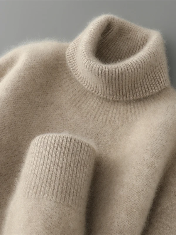 Thickened High Collar 100 Pure Wool Knitted Sweater Men's Winter New Style Loose Long Sleeve Cashmere Knitwear Base Shirt