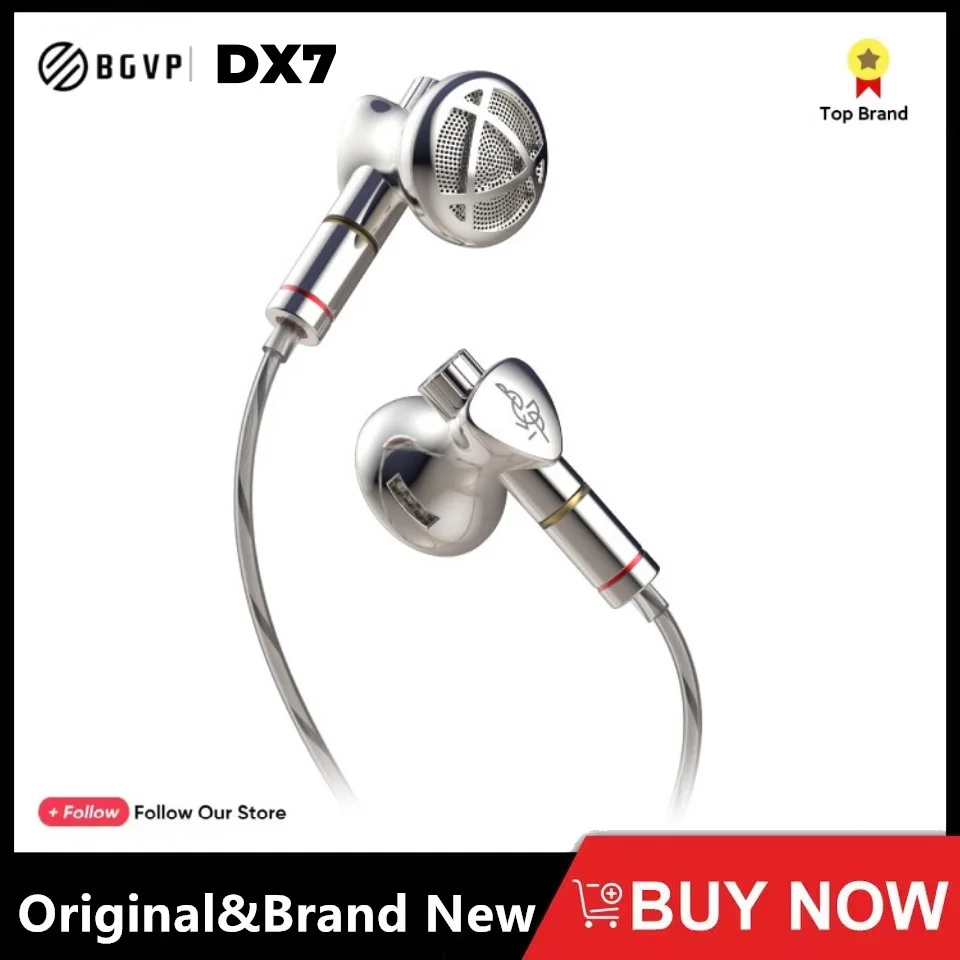 BGVP DX7 Flagship Tunable Flat Head Earbuds HIFI 2 in 1 Plug 3.5mm/4.4mm Replaceable MMCX Wired Earphone 