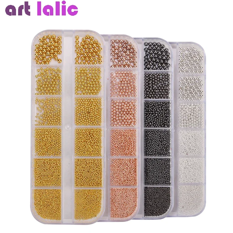 

Caviar Bead Nail Art Decorations Set Rose Gold Silver Black - Stainless Steel DIY Tools for UV Gel Polish