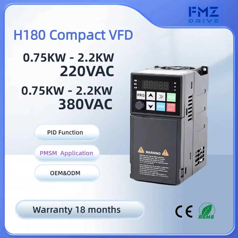 Industrial Permanent Magnet Synchronous Motor PMSM VFD Inverter 0.4KW-1.5KW 220V-230V RS485 Variable Frequency Drive for Motor C