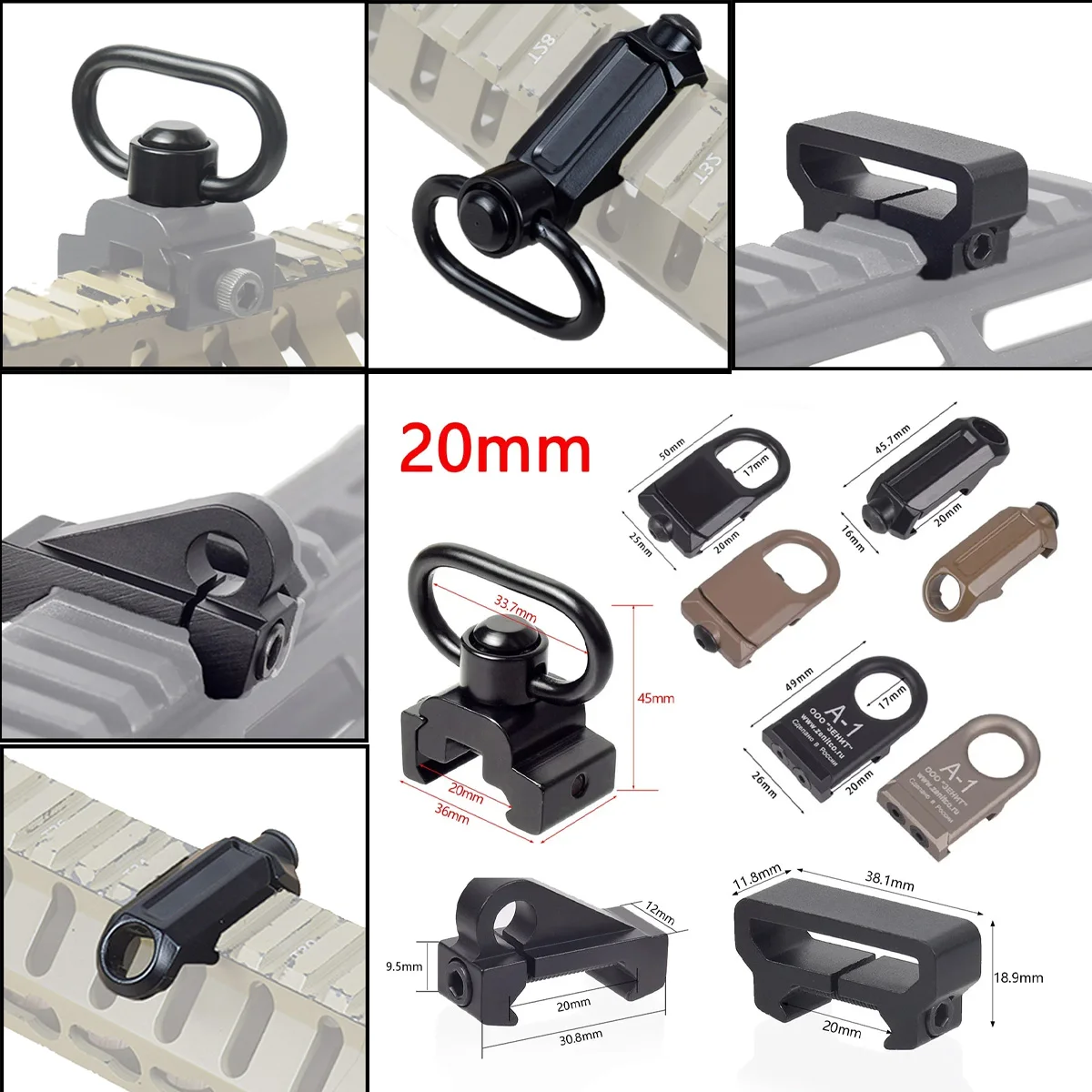 

Hunting Sling Mount Swivel Adapter Accessaries MS2 MS3 Mlok KeyMod RSA GBB QD Quick Release Base Mount for AR15 M4 AK Shotgun