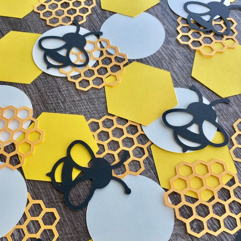 100Pcs Party Themed Decoration Bees And Honeycomb Confetti Holiday Birthday Party Wedding Table Throwing Confetti DIY Desktop