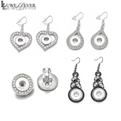 Hot 024 Crystal Rhinestones Heart 12mm Snap Button Earring Women Charms White K Plated Design Earrings Jewelry Women