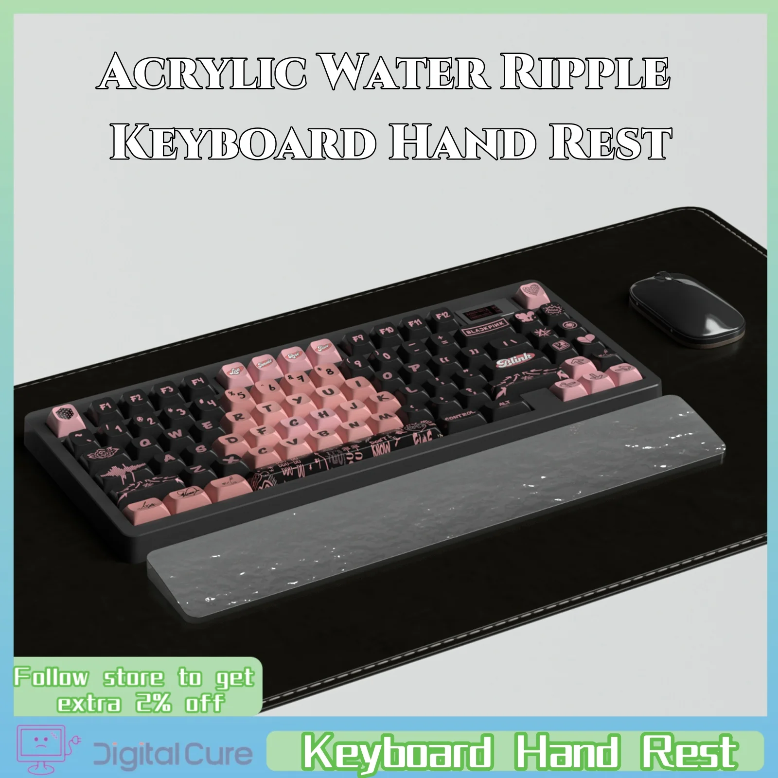 

2024 Acrylic Water Ripple Keyboard Hand Rest Comfortable Cushion High Wrist Pad Creative Palm Rest Wrist Offices Accessories