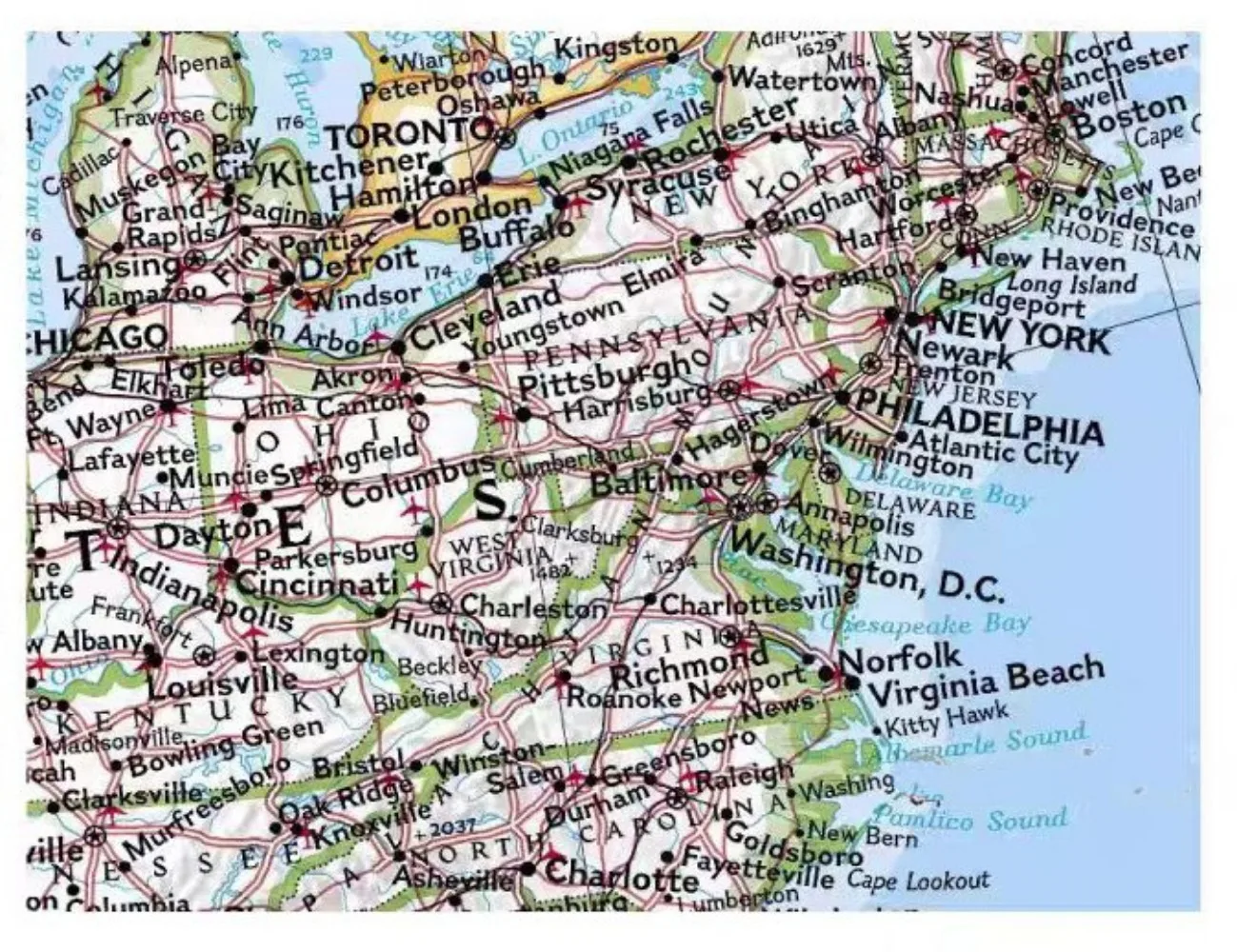 Large Decorative North America Map Detailed Poster Wall Art Travel Gifts Cotton Canvas Print  Painting for Home Office Classroom