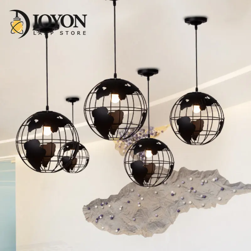 

Rustic Industrial Pendant Ceiling Lights Metal Globe Chandelier Pendant Lamp Shades Luminaire Suspension Hanging Light Fixtures