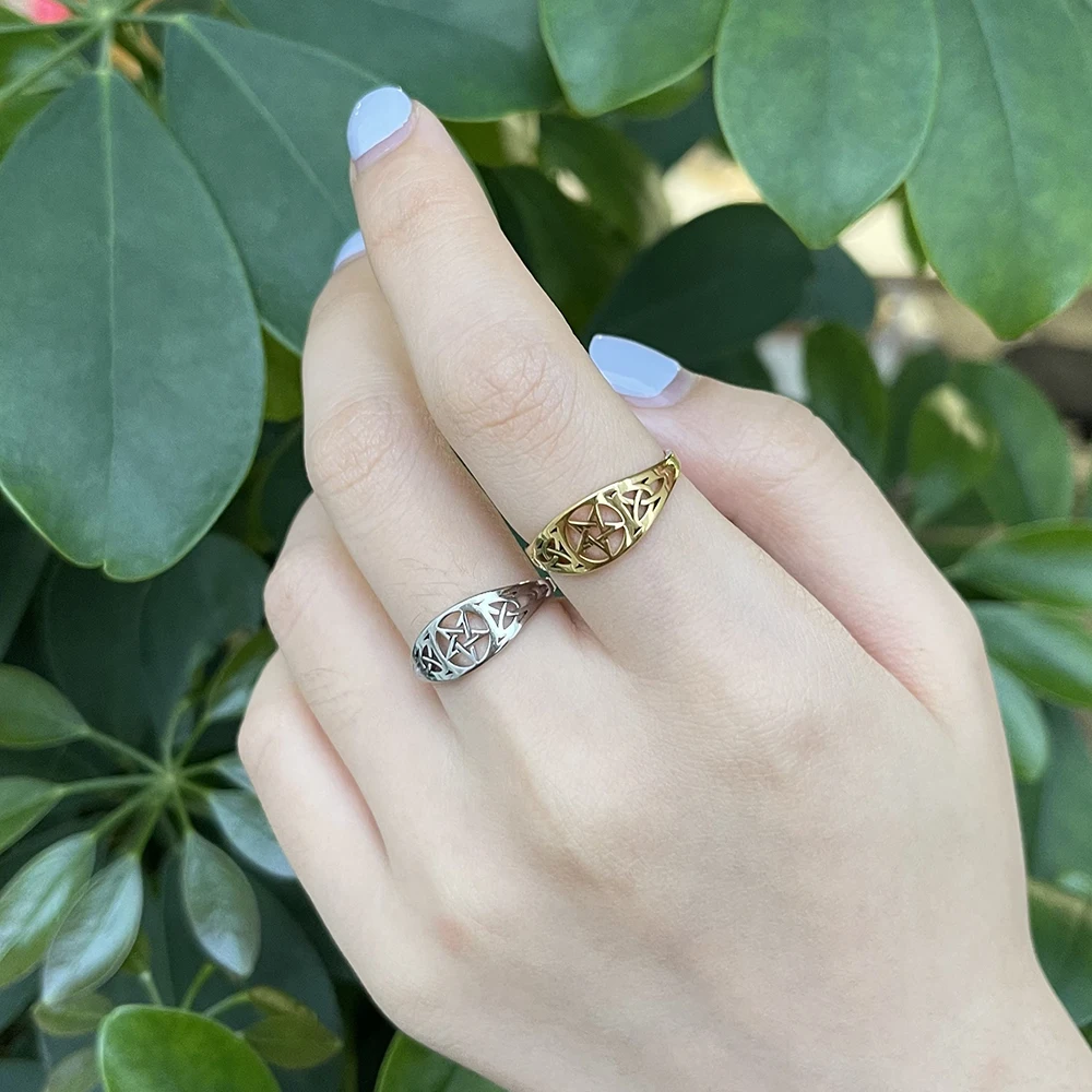 Irish‑Celtic‑Knot Pentagram‑Five‑Pointed‑Star‑Shape Stainless‑Steel Ring Unisex for Women Men, Supernatural Wicca‑Amulet Fashion Jewelry, 2026 Gift‑Ready, Wholesale Available
