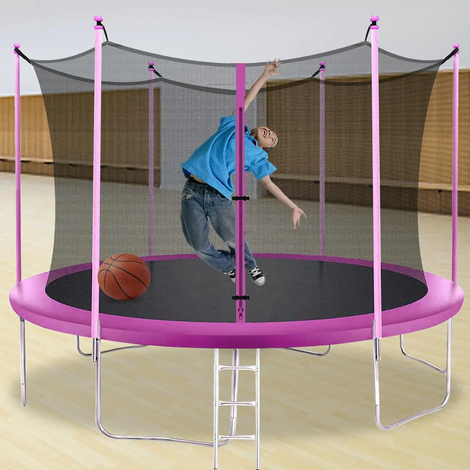 Trampoline with Enclosure Net Outdoor Jump Rectangle Trampoline - ASTM Approved-Combo Bounce Exercise