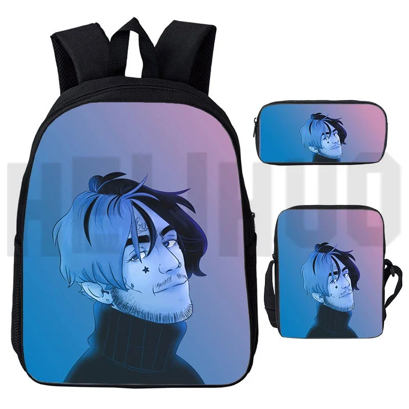 Top Quality Anime Lil Peep Backpack 3 Pcs/Set Rapper Lil Peep Print Pattern Bookbag Trend Women Men Work Notebook Canvas Daypack