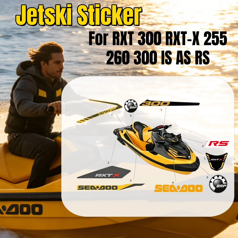 Jet Boat Decal SEADOO RXT300 Vinyl Stickers RXT300 Boat Watercraft Waterproof Jetski  Accessories for BRP Sea-Doo RXT300 AS RS