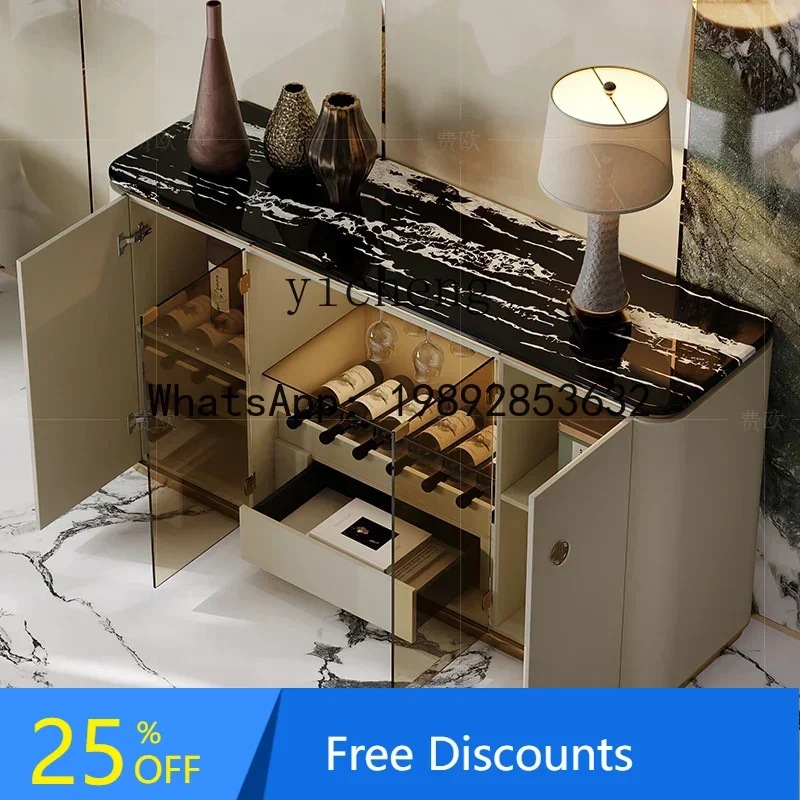 

A1 side cabinet storage marble restaurant high-end fashion gray glass entrance cabinet