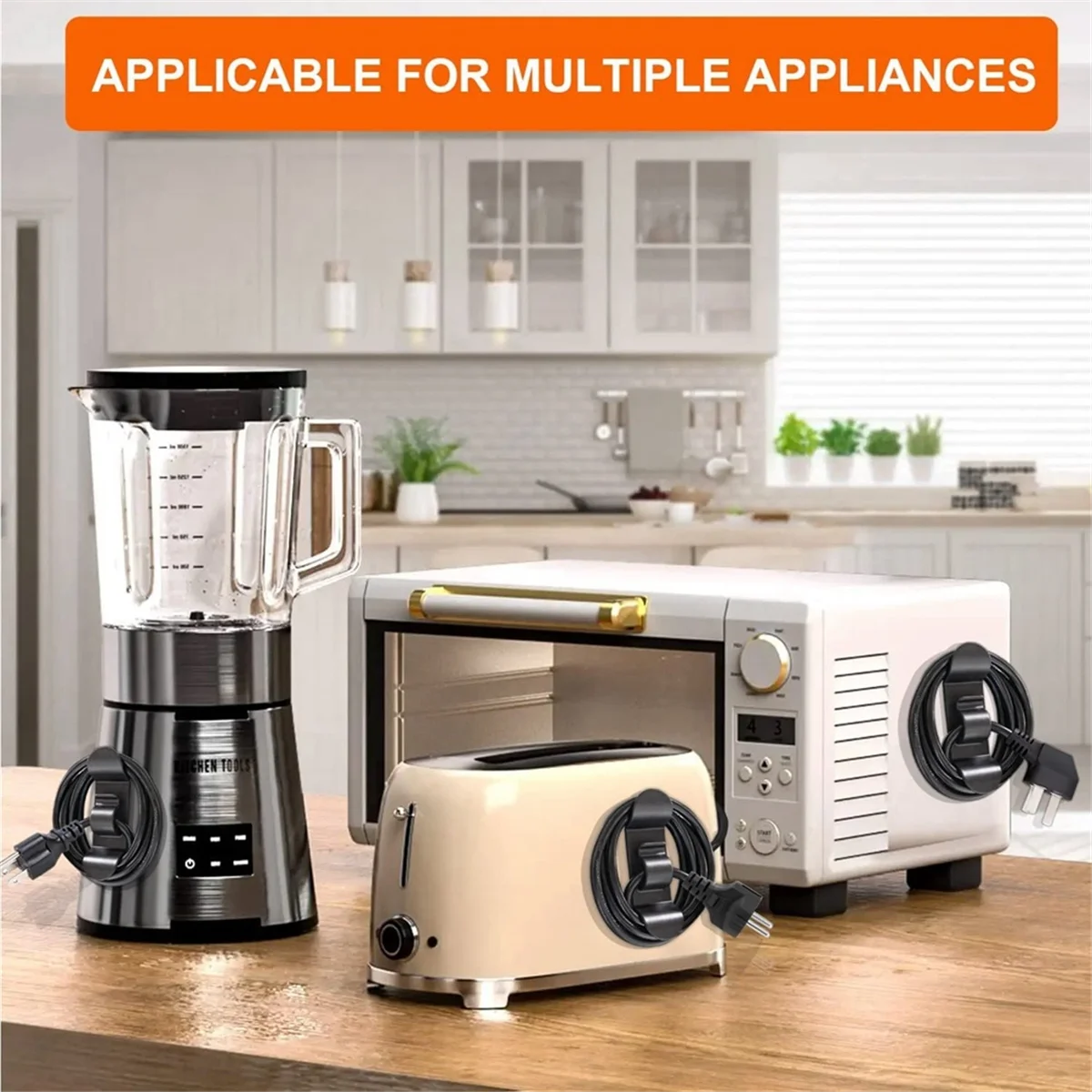 منظم سلك لأجهزة المطبخ وحامل سلك تخزين الكابل للخلاط وصانع القهوة ومقلاة الهواء وطباخ الضغط