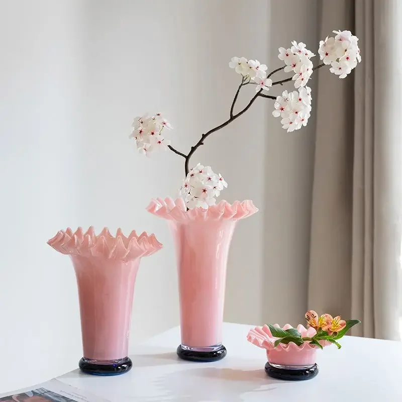 Coloured Glaze Glass Vase Ornaments Home Room Flower Arrangement Entrance Furnishing Accessories Study Office Desk Decoration