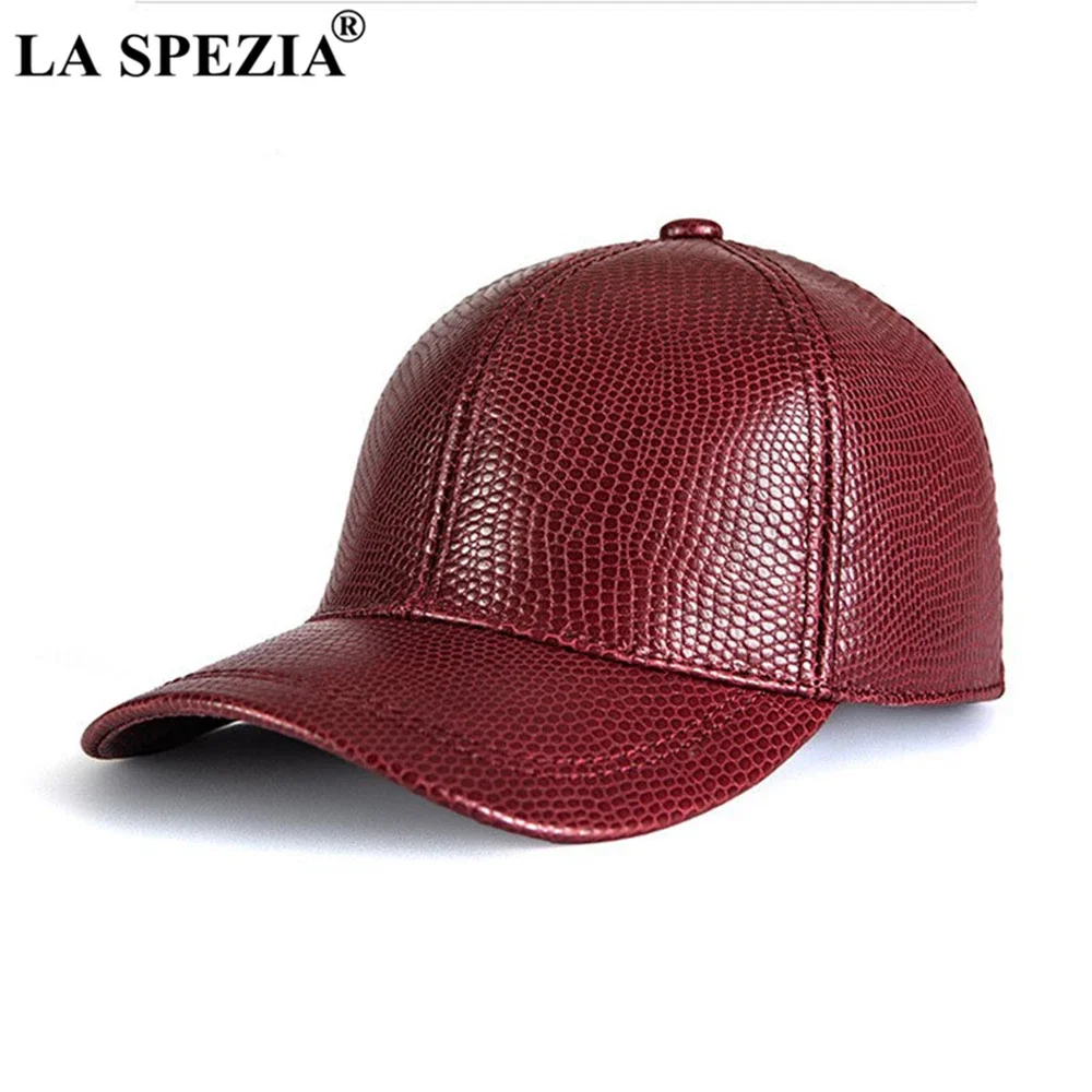 LA SPEZIA Winter Cap Man Real Leather Baseball Cap Men Women Cowskin Adjustable Dad Hat for Men Burgundy Black Brown Coffee Blue