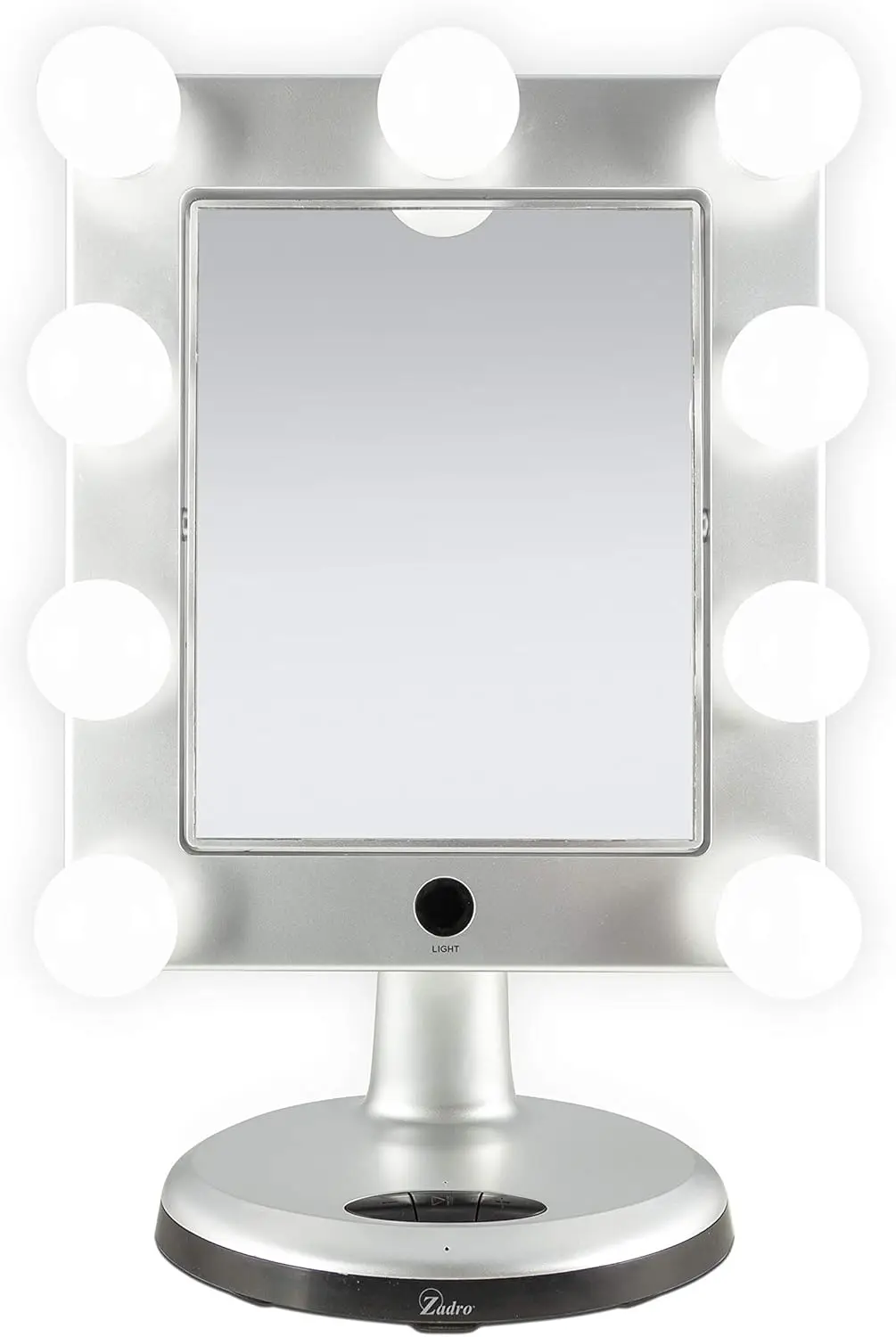 

Melrose Led Variable 3-Color Lighted Dual-Sided 5X/1X Magnification Bluetooth Vanity Beauty Makeup -Style Mirror, Satin