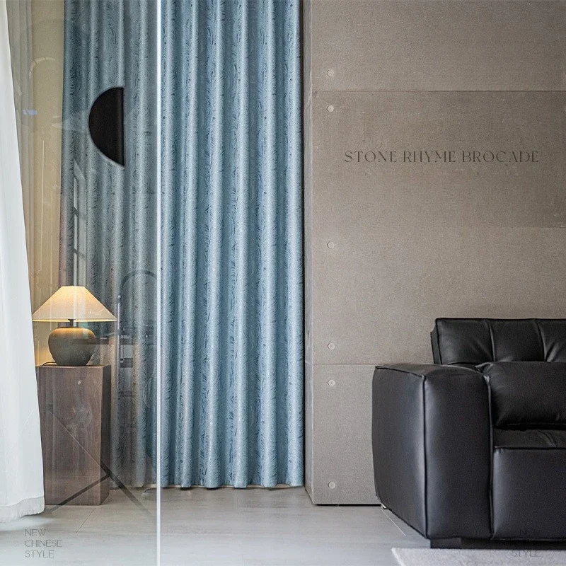 New Chinese Style Jacquard, Modern Light Luxury, Blackout and High-end Feel Curtains for Living Dining Room Bedroom Fashion