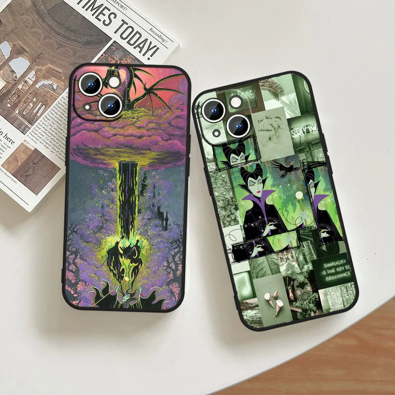 Disney M-Maleficent Black Silicone Phone Case For Apple iPhone 15 14 13 12 mini 11 XS XR X 8 7 Pro Max Plus Soft Shell Cover