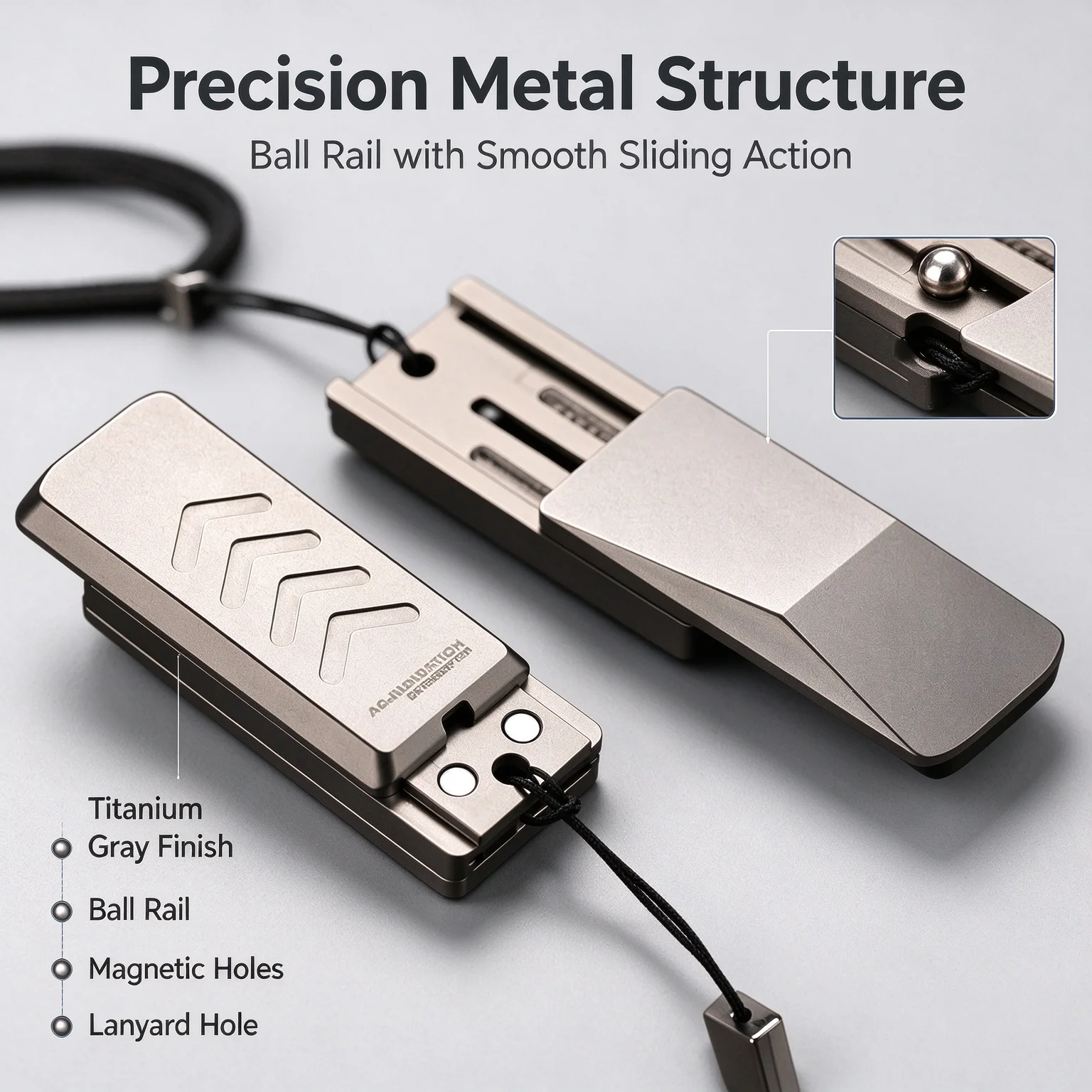Titanium Alloy EDC Magnetic Ball Bearing Slider Push Pull Fidget Clicker Hand Stress Relief Toy for Adults Pocket Size