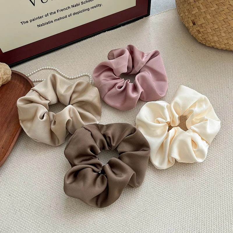 New Satin Fabric Sausage Loop Hair Rings Women Solid Color Versatile High-end Tie Hair Rope High Ponytail Leather Band