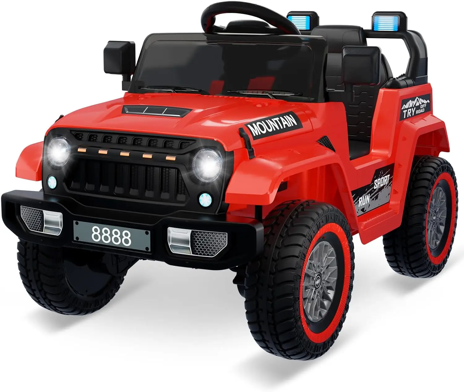 Kids Ride On Truck Car, 12V Battery Powered Electric Vehicles for Kids with Remote Control, 3 Speeds, Led Lights, Music, Ride On