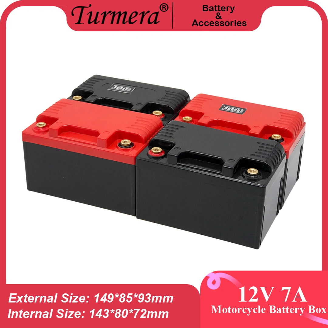 Turmera 12V 7A Motorcycle Battery Box with M6 Screw Customize Displayer 2*USB Charging Port for UPS or Replace Lead-Acid Battery