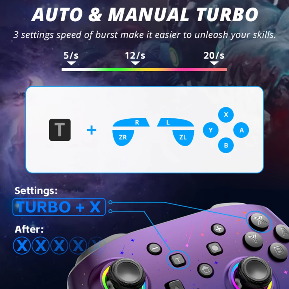 S80 بلوتوث أذرع التحكم في ألعاب الفيديو للتبديل/التبديل لايت/التبديل OLED لوحة ألعاب لاسلكية 900mAh للكمبيوتر السلكية الاهتزاز لعبة المقود
