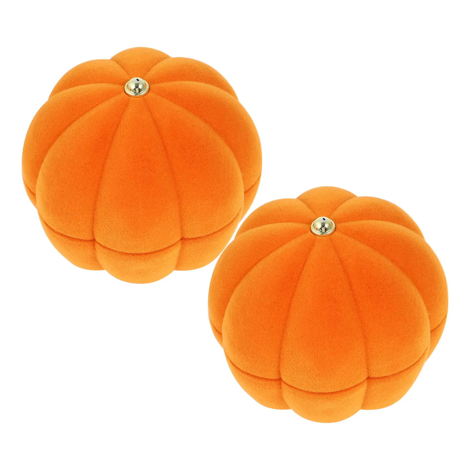 

2Pcs Pumpkin Inspired Jewelry Box Ring Storage Case Wedding Engagement Ring Holder Decorative Hinged Box for Necklaces Earrings