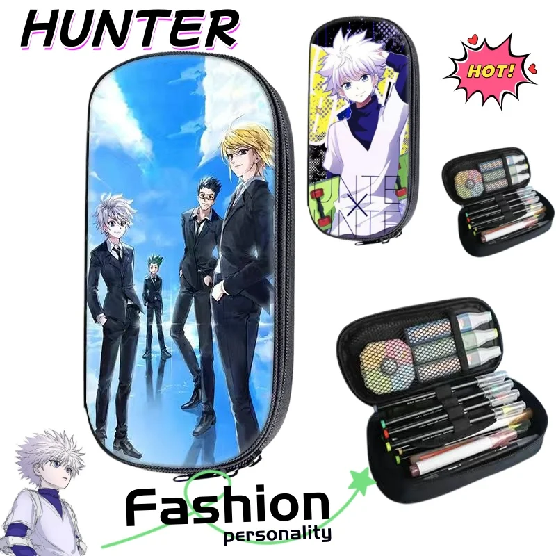 

Многослойный холщовый пенал Killua Zoldyck, милый, модный, с креативным мультяшным дизайном, большой вместимости, универсальный органайзер, подарок.