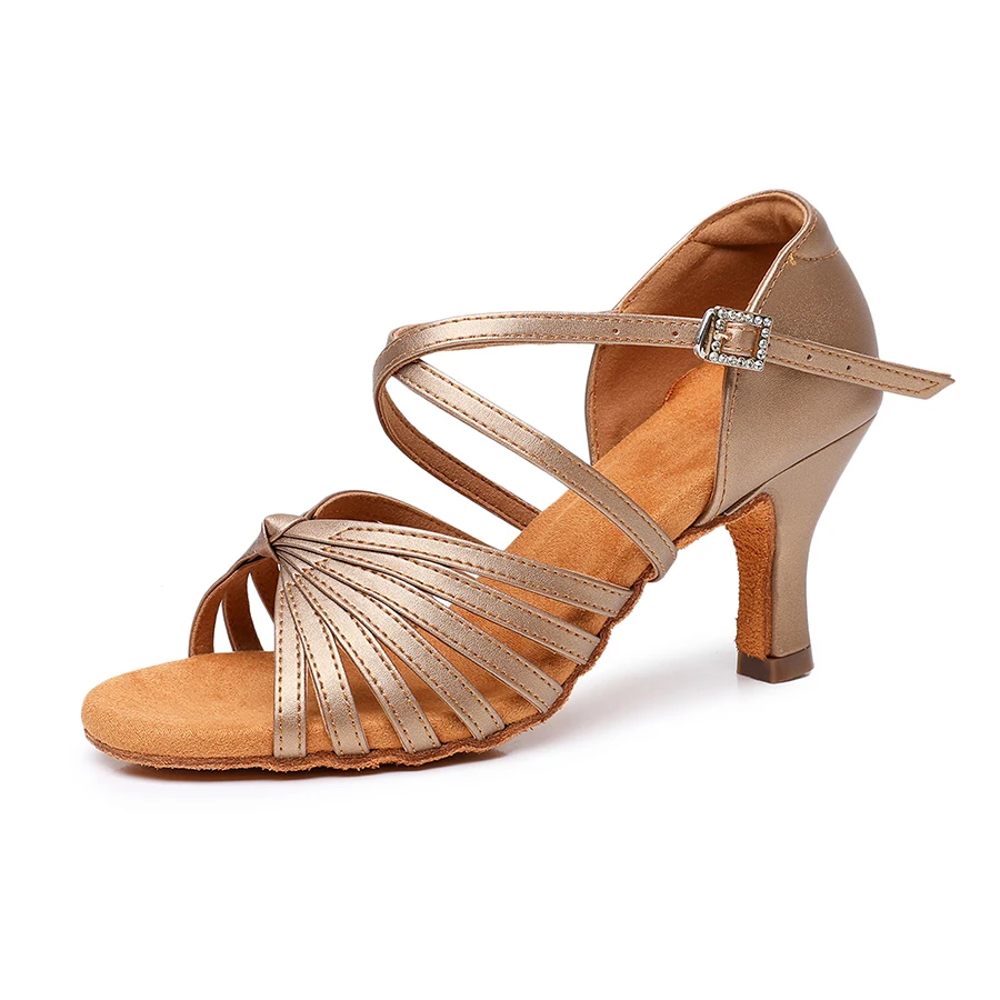 USHINE الحرير الساتان الجلود اللاتينية أحذية الرقص السيدات الفتيات حذاء رياضة أحذية رقص النساء الجاز قاعة الرقص السالسا أحذية الرقص 5 سنتيمتر/7 سنتيمتر #5