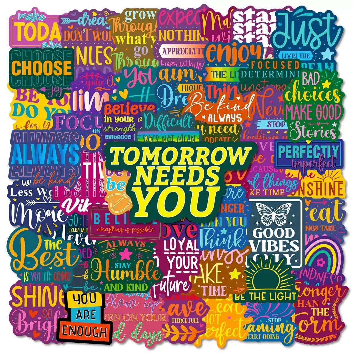 

10/56pcs Colorful Motivational Words Phrases Stickers Inspirational Life Come On DIY Study Room Scrapbook Graffiti Decal Sticker