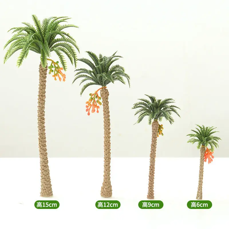

10pcs Miniature African Date Palm Tree Model, 4 Sizes Artificial Coconut Trees, Diorama Sandtable Accessories for Beach Scene,