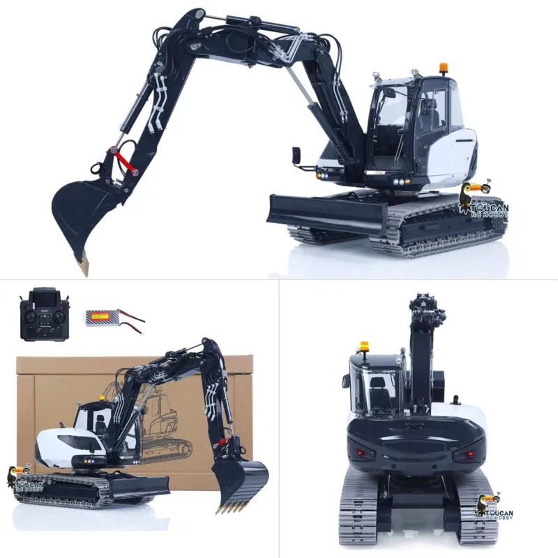 1/14 LESU Metal MC15 4 Arms RC Excavator Hydraulic Light Sound System 9CH Valve Dual Pumps Quick Coupler Remote Control Digger