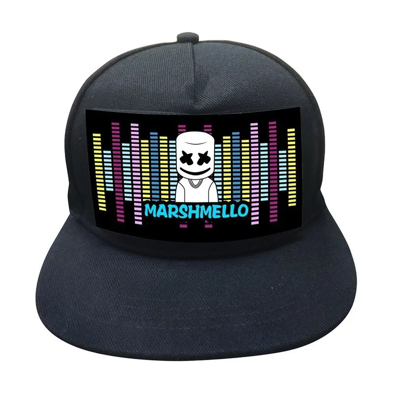Party LED Baseball Cap with Sound-Controlled LED Light Cold Light Music Rhythm Melody Blinking LED Hat Unisex Cotton Summer Wind