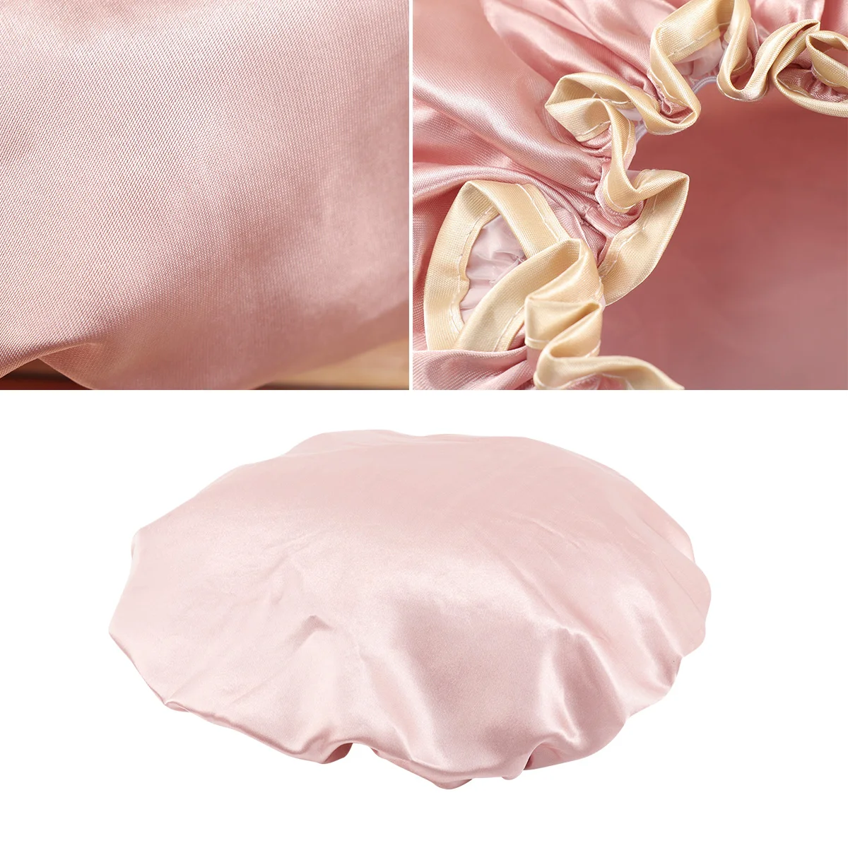 

1pc Eva Waterproof Shower Hat Bathing Cap Elastic Foldable Lightweight Reusable For Women Travel Spa Face Cleaning Pink