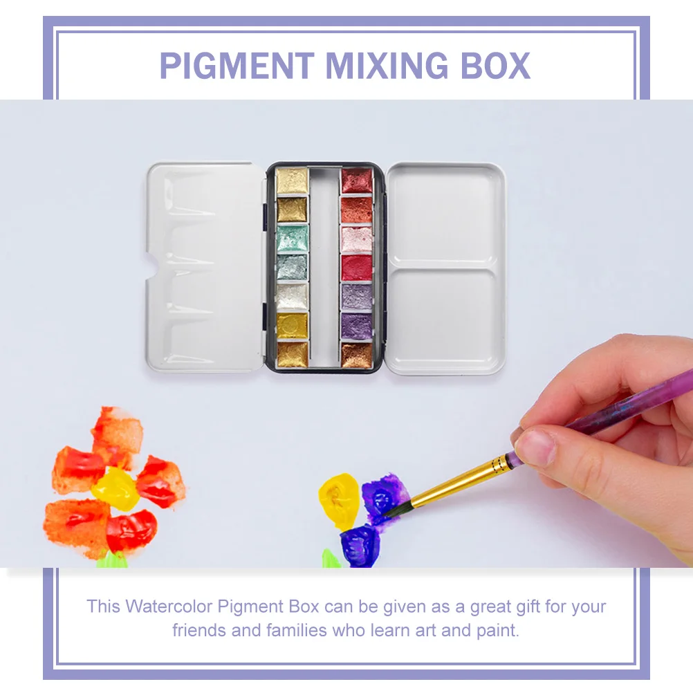 

Watercolor Tin Box Empty Paint Case for Artist Student Stainless Steel Pan Travel Mixing Tray Pigment Box Art Supplies