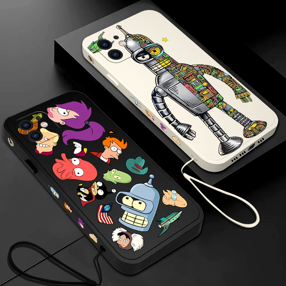 Funny Futuramas Robot Bender Phone Case For Samsung Galaxy S24 S23 S22 S21 S20 Ultra Plus FE S10 4G S9 Note 20 10 9 Plus Lanyard