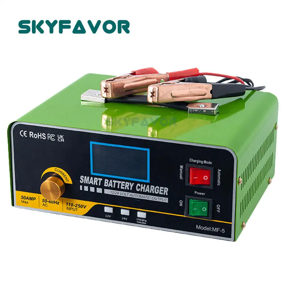 

Professional Newest High Power Battery Charger Universal 12V 50A 24V 30A Automatic Pulse Smart Charger for Lead Acid Batteries