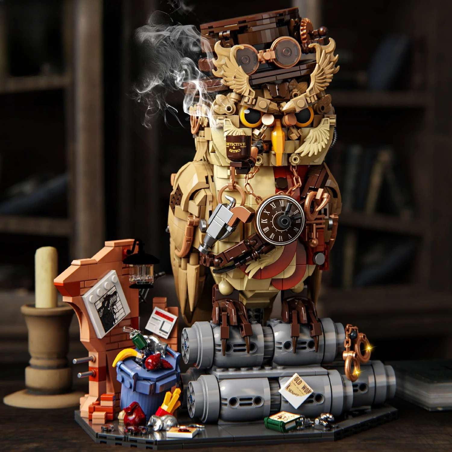 1286PCS Owl Detective Building Blocks Toys Assembly Small Particle Bricks Model Creative Ornaments For Birthday Christmas Gifts