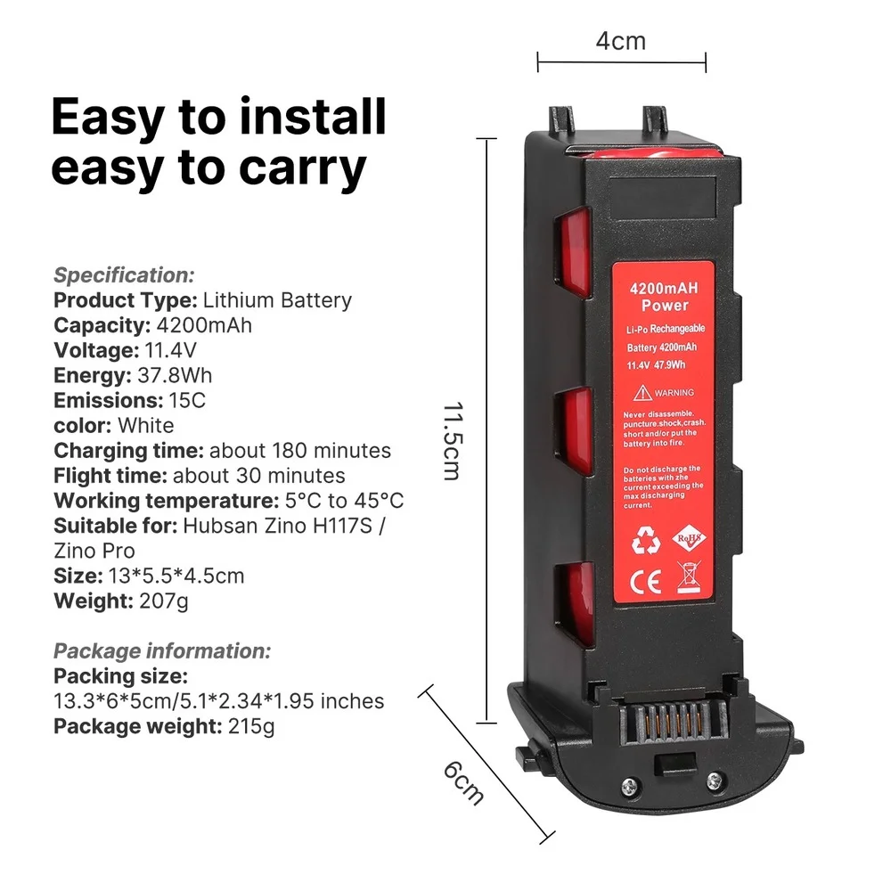 Duża promocja bateria 4200mAh do Hubsan H117S Zino GPS części zamienne do quadcoptera RC bateria 11.4V do dronów z kamerami RC