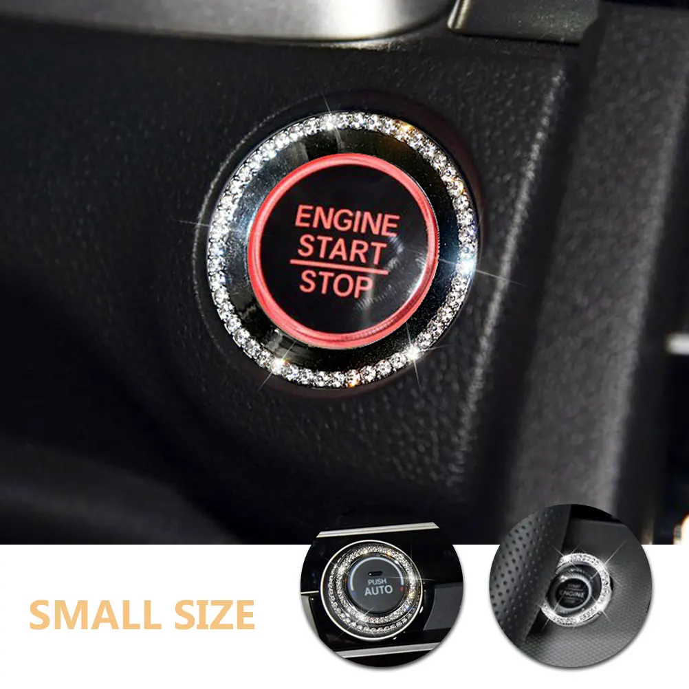

2Pcs Engine Start Stop Button Cover Rhinestone Full Decorations Interior Aesthetic Push Bling Accessories