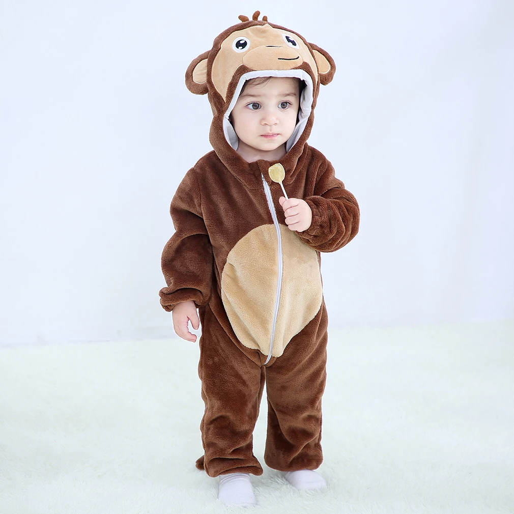 Schattige Cartoon Flanel Baby Rompertjes Dinosaurus Panda Pyjama Baby Jongen Meisjes Dier Kostuums Jumpsuit Kigurumi Onesie Pyjama