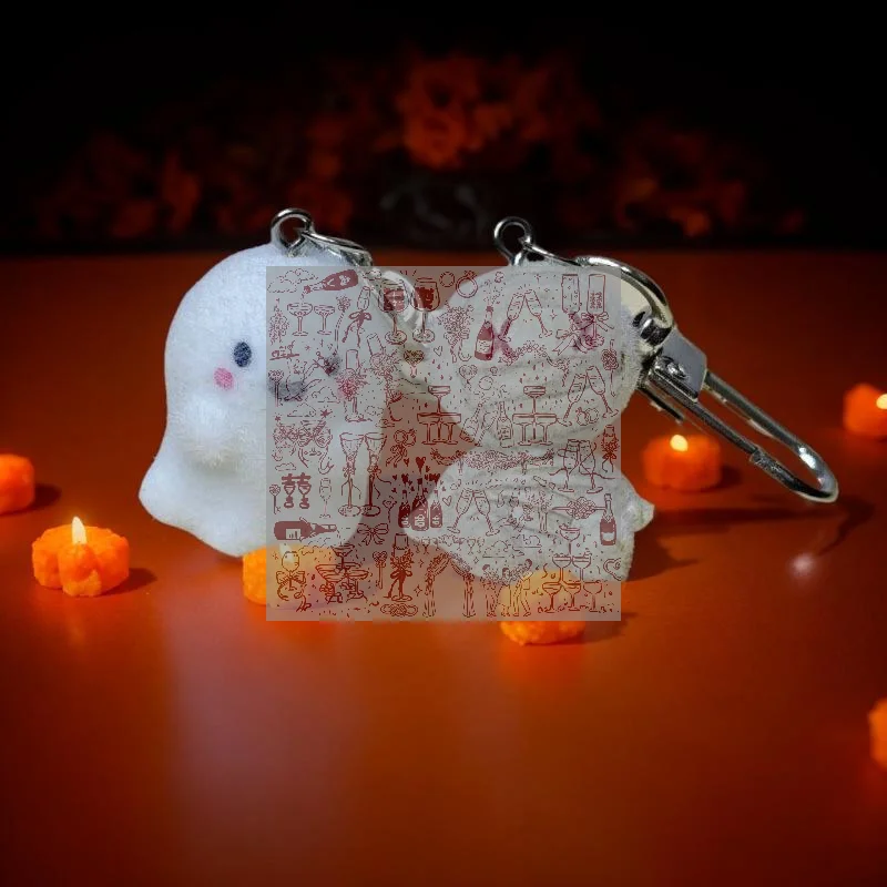 Kawaii Flocked Mummy Ghost Phone Chain Charm Strap Adorable Cartoon Plush Keyring INS Style Phone Case Bag Camera Pendant