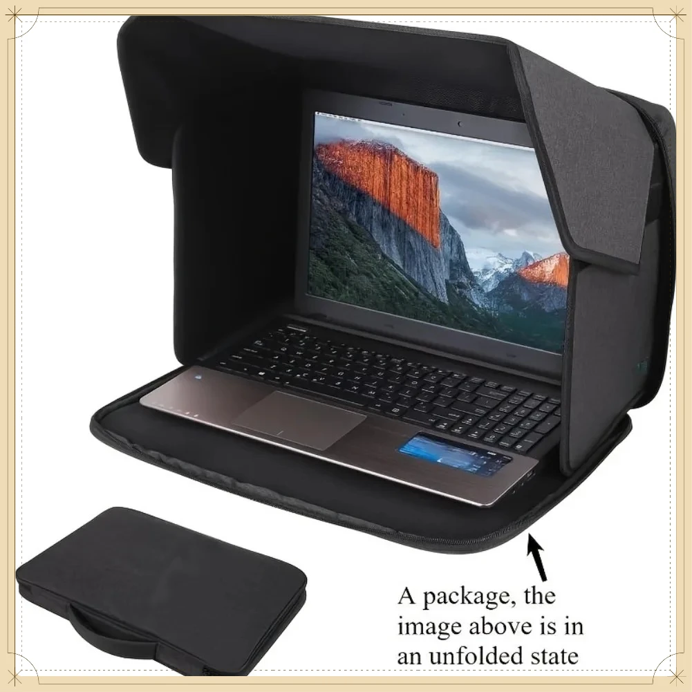 16 Inch Foldable Laptop Bag Sunshade Privacy Cover Anti-Glare Computer Sun Shield for Outdoor Work Commuting