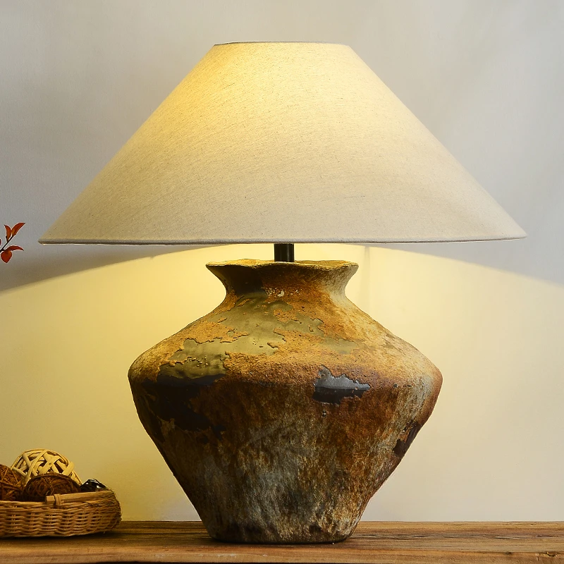 Table lamp wabi wind new Chinese style Japanese style American style French medium and ancient ceramics retro pottery pot