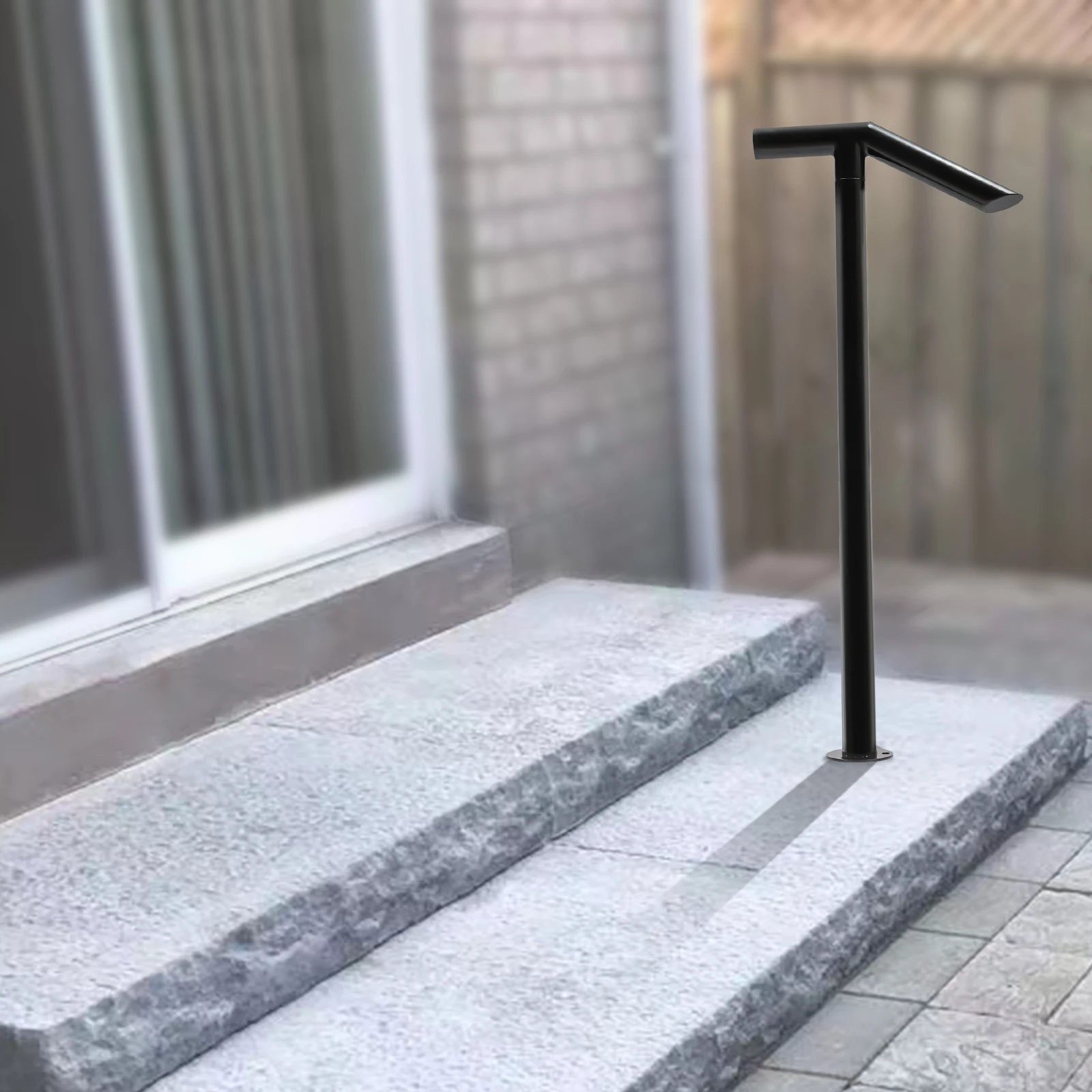 درابزين الخطوة السوداء، درابزين حديدي للدرج من خطوة واحدة، سلالم ذات قدرة تحمل 220 رطل، درابزين أنيق للخطوات #2