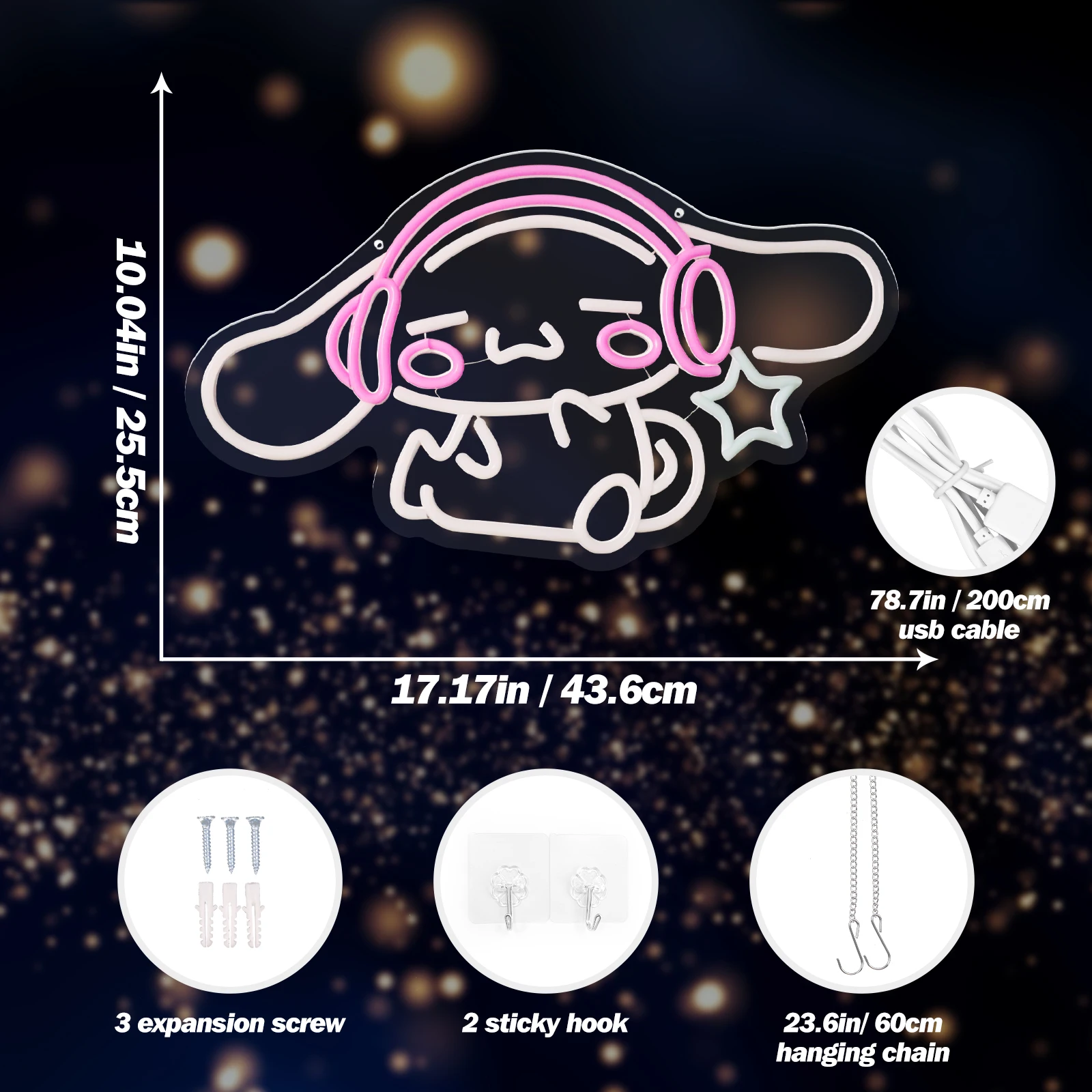 UponRay-Anime Neon Sign Cute LED Neon for Bedroom Game Room Apartment Cartoon Character Dog Home Room Decor Gift for Kids