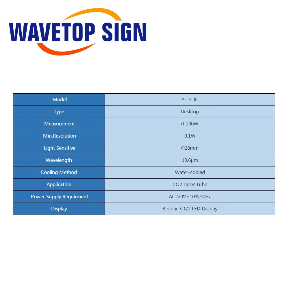 WaveTopSign سطح المكتب ليزر الطاقة متر YL-S-3 0-200 واط لآلة ليزر Co2 / الألياف