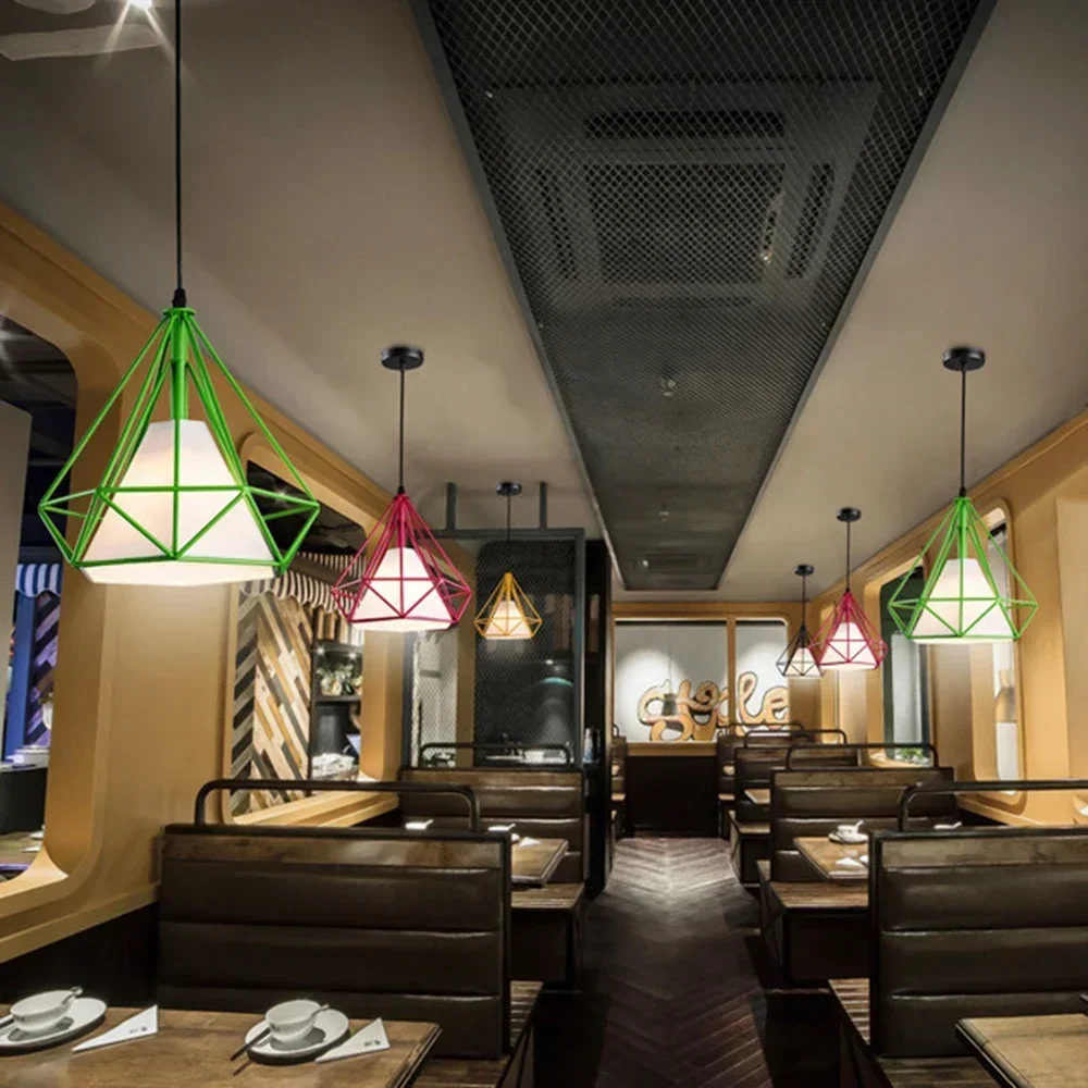 

Алмазная подвесная железная клетка Ретро Лофт Подвесные светильники Потолочные светильники Американское кухонное освещение Промышленные люстры для гостиной